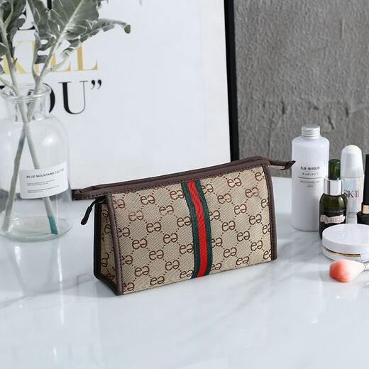 Travel makeup storage bag, portable toiletry bag, waterproof business trip, change, keys, small items, mini storage bag, Khaki - medium - size 22*13cm