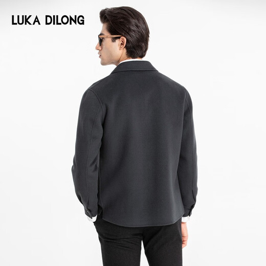 Luca Dilon 100% Sheep Autumn and Winter Wool Jacket Double-sided Nylon Warm Casual Versatile Jacket Dark Blue L 50