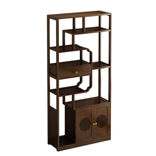 WAWJ Duobao Pavilion storage rack multi-layer tea storage cabinet living room small ancient rack tea room tea set rack tea display cabinet combination model-3 piece set