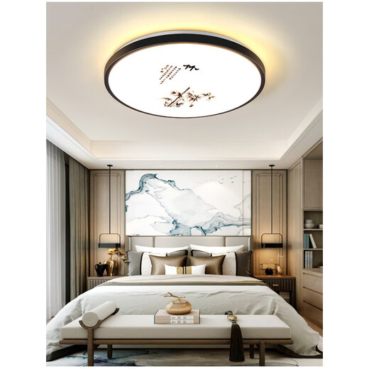 Weihuo new Chinese style LED ceiling lamp round bedroom lamp modern simple living room lamp room corridor balcony aisle lamp plum 35cm three-color dimming 36 watts