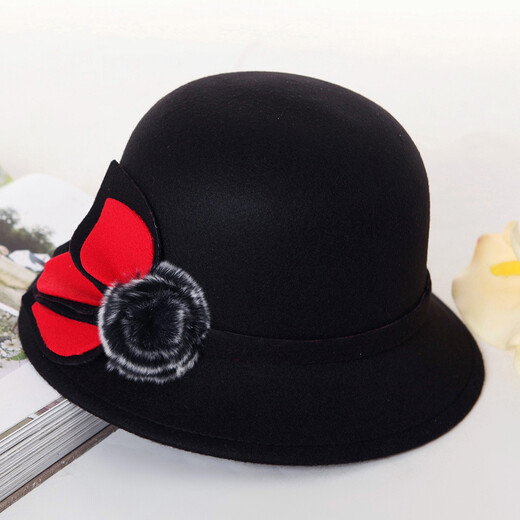 New autumn and winter Korean fashionable women's hats versatile round hats outdoor warm hats rose red