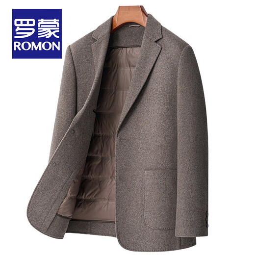 Romon Hiver Nouveau costume de combinaison pour hommes d'âge moyen Collier en laine Duck amovible Down Down Inner Dada Veste d'hiver Couleur marron masculine 180 / xl [Convient pour 135-150jin [Jin est égal à 0,5 kg]]]