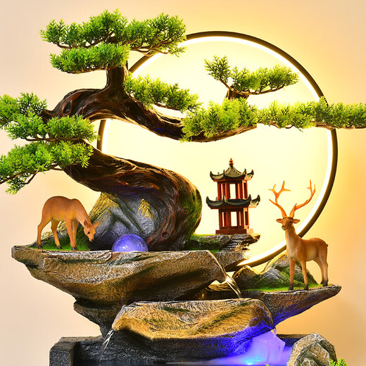 善水源高山流水摆件循环水幕墙客厅落地办公室玄关招财风水轮高端开业 善水源-似水映月-小号