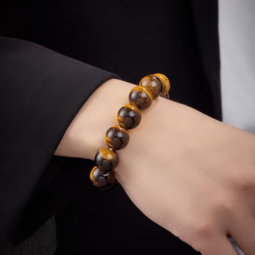 Bixiu Tang Natural Tiger Eye Stone Bracelet for Men and Women Yellow Tiger Eye Stone Buddha Bead Bracelet for Men and Women Couple Accessories Collection Grade Tiger Eye Stone Selected 18mm Natural Tiger Stone Bracelet Suitable for Men