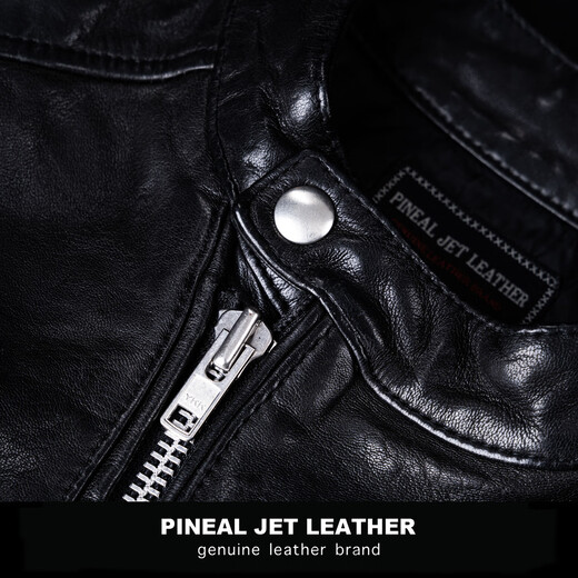 男款斜拉绵羊皮日单复古做旧短款春秋新款外套皮衣皮夹克羊皮斜拉 黑色 2XL 185斤以下