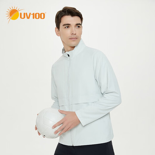 UV100 Ice Silk Sun Protection Clothing for Men Summer Outdoor UV Protection Sports Breathable Fishing Sun Protection Clothing 23117 Minimalist Gray - Coverage Rate 99.23% XL