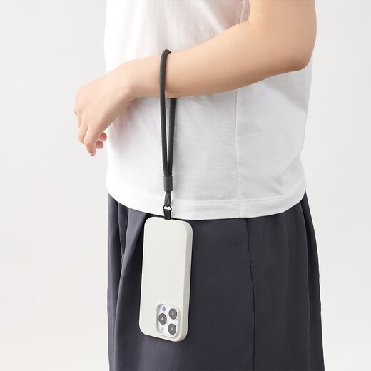 MUJI contains recycled polyester wrist lanyard short anti-lost rope mobile phone rope mobile phone chain mobile phone case lanyard dopamine dark gray