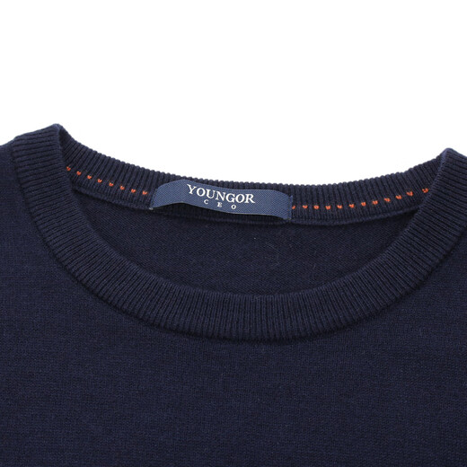 YOUNGOR wool sweater men's round neck all-sheep wool sweater comfortable, warm and moderately thick blue L 105c