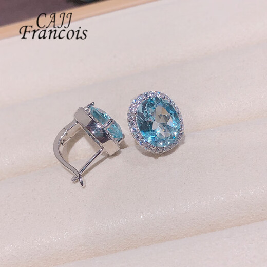 CAJJ Francois 6.20 carat topaz earrings for women, natural colored gems, jewelry gemstones, 925 silver inlay, topaz earrings