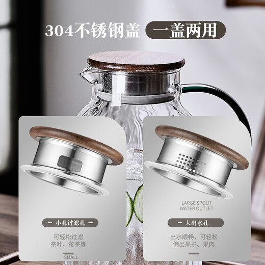 DELISOGA light luxury water cup set household heat-resistant living room tea set complete set tea cup cold kettle housewarming water set 304 gold lid-1 pot 6 cups+black stand+gold handle plate