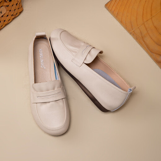 
Kanglibi genuine leather soft sole mother shoes single shoes middle-aged and old comfortable and not tired leather shoes middle-aged and old young and non-slip women's shoes spring and autumn style 671 single shoes off white super soft mother shoes 38