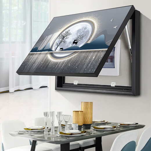 
Aohan modern light luxury meter box decoration painting Fulu distribution box mural living room without punching switch cover painting JD9767 45*35cm (blocking 35*25) left push and pull black frame
