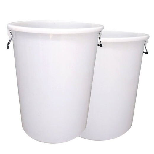 Xingyun large plastic drum round storage bucket large capacity hotel kitchen trash can outdoor white without lid filled with water about 65Jin Jin equals 0.5kg industrial product thickened