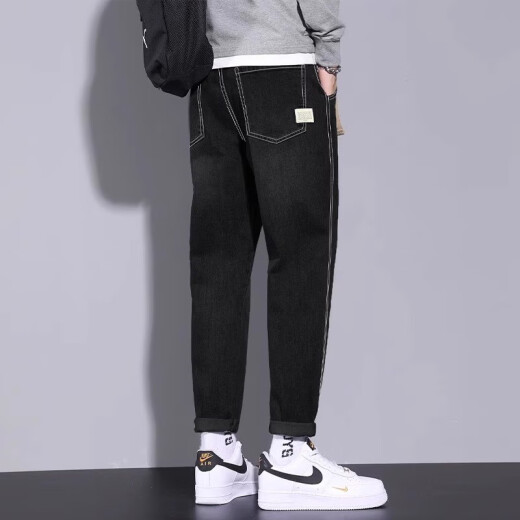 JEANSWEST jeans men loose straight ice silk thin cool nine-point cone harren men casual long pants summer men 806 blue + shipping insurance 32 sizes