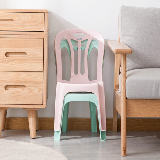 Camellia small stool plastic stool low stool bathroom laundry stool household shoe changing stool children's backrest chair-green (0805)