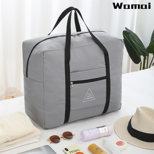 WAMAI travel bag large capacity luggage bag can be put on the trolley quilt bag clothes storage bag Oxford cloth handbag travel black [C style] [medium size]