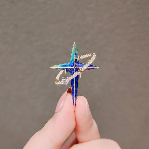 LEMIAO Planet Universe Brooch Men and Women Couple Pin Collar Pin Cardigan Suit Jacket Four-Pointed Star Cross Star A1421-1 Cross Ring Star A22-207