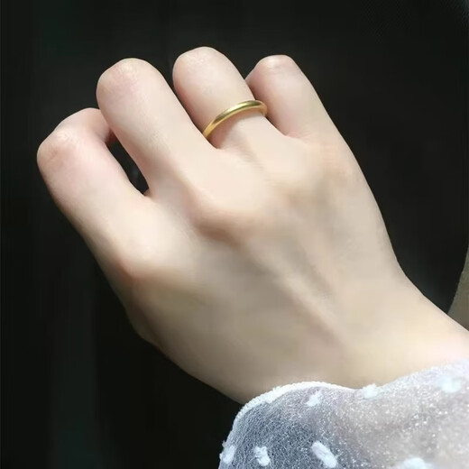 Mansheng Ancient Method Ring Ring for Women Smooth Solid Simulated Alluvial Gold Long-lasting Long-lasting Closed Ring Ring Birthday Gift for Girlfriend Default No. 7, Other Sizes Remarks