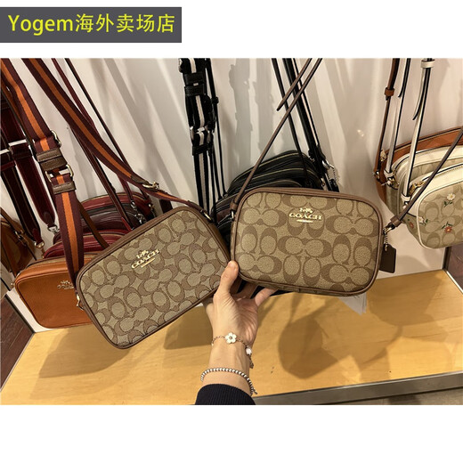 蔻驰（COACH）木木北奥莱24新JAMIE椭圆牛皮斜跨女款相机包 19. C9926 深棕老花红拼 MINI