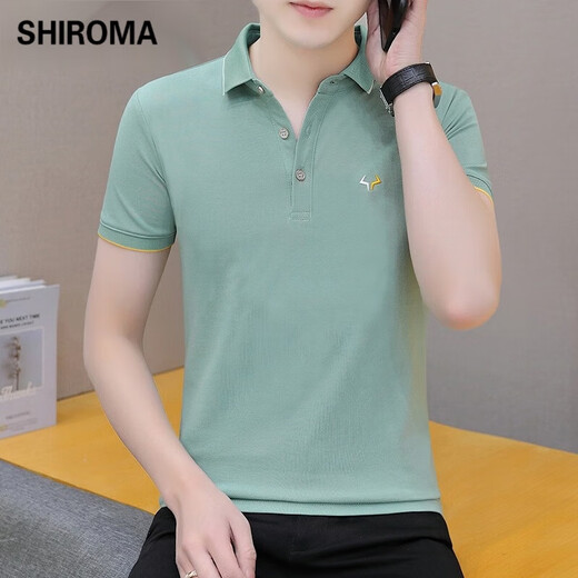 Shiromapolo Shirt Herren Kurzärärmelte Revers Summer Neuer modisch vielseitiger, halbärmeliger Top Trendy Koreanische Version QY681 Black 3xl