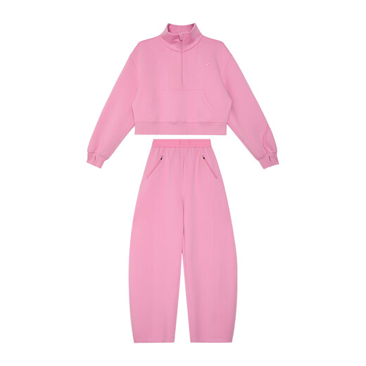 Semi-circle and semi-circle women's sports 2025 autumn and winter velvet thickened short asymmetrical loose sweatshirt women's pants suit sweatshirt (beige) L