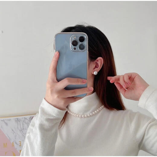 Anxuan Seawater White Mabei 13mm Pearl Necklace and Earrings Set Aurora Mirror Simple and Versatile Seawater 12-13mm Mabei Pearls