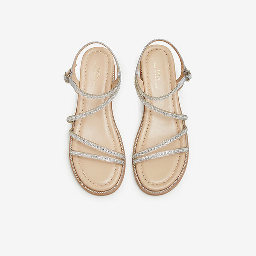 
Heshe (TATA) beautiful wedge sandals for women wearing one-strip fashion sandals for summer 7UA03BL4 Silver 39