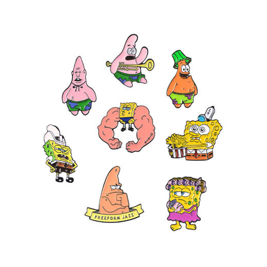 
Nianfu cartoon brooch Japanese accessories metal badge cute ins trendy personality SpongeBob decorative gift for wife C1473-2# SpongeBob pineapple room