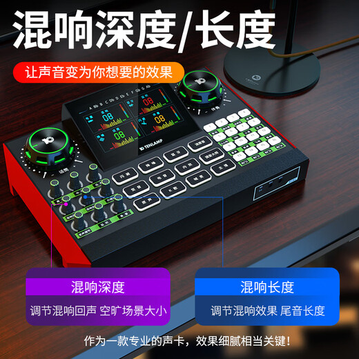 Ten Lights G9 sound card set mobile phone live broadcast equipment full set of wireless microphone karaoke with goods radio ear return Bluetooth accompaniment Douyin Kuaishou professional mixer upgraded version sound card-PKPRO condenser microphone-G9 set sing-along function