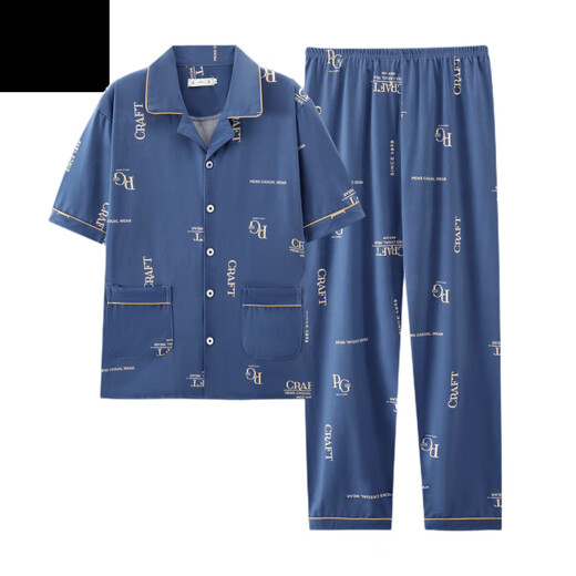 El nuevo pijama masculino de Catman, los pantalones de verano de verano de algodón de manga corta de manga corta para adolescentes, pueden usar trajes de ropa para el hogar G3881 pantalones de manga de manga azul 2XL [sugerido 140-160Jin [Jin equivale a 0.5 kg]]