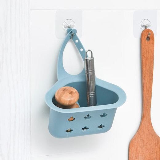 Home KATEI STORY Japanese kitchen sink drain basket storage rack faucet wash basin rag sponge storage rack plastic small hanging rack blue