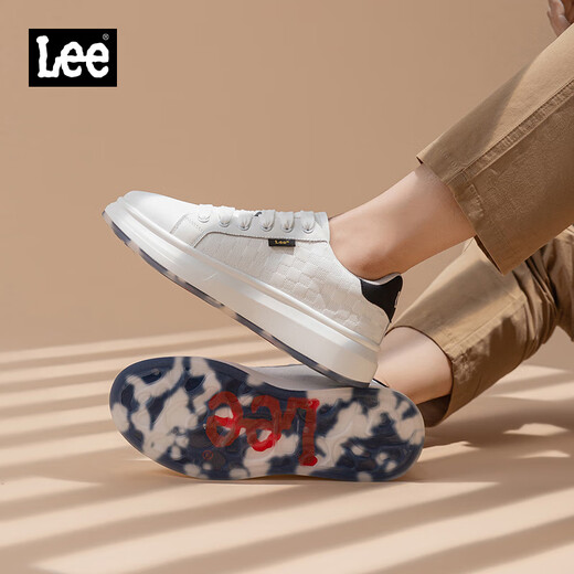 Lee男鞋休闲鞋设计感增高小白鞋男生时尚经典板鞋舒适百搭白色鞋子男 黑色 39 【偏大/请拍小一码】