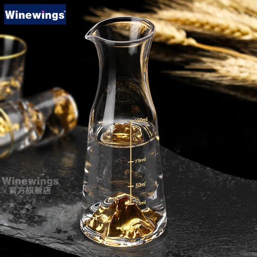 WINEWINGS gold foil white wine cup Jinshan wine divider with scale household small wine glass liquor cup white wine wine set 100ml Jinshan wine divider