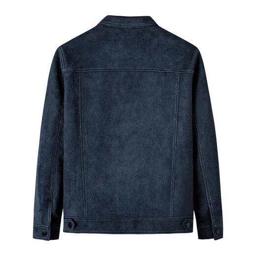 Dances with Wolves Suede Jacket Men's Versatile Lapel Jacket Comfortable and Stylish Jacket Men 102 Dark Blue 180