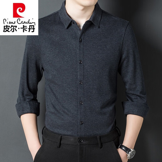 Pier Cardin 100 chemise pour hommes en cachemire pur avec manches longues automne et chaleur hivernale et couleur unie décontractée de moutons épaissis d'âge moyen. Chemise en laine avec Jujube Dark Rouges verticales Rouge 826 Doublage de cachemire vertical épaissis 180 / xxl Recommandé 160jin [Jin est égal à 0,5 kg] / 180jin [Jin est égal à 0,5 kg]