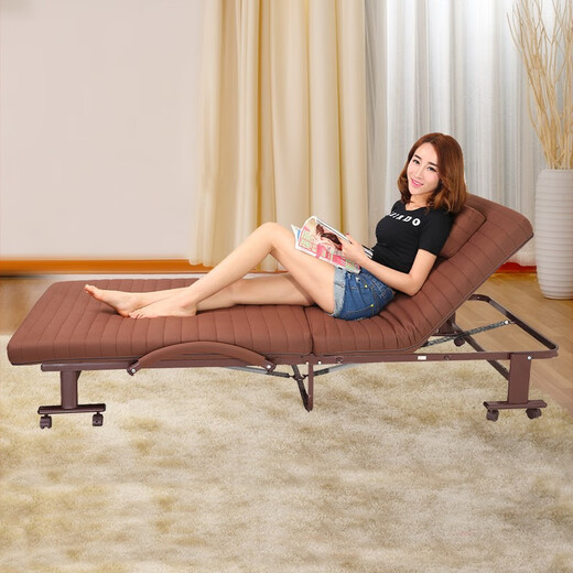 Oletteman Foldable Sheet Single Lunch Break Bed Simple Hospital Accompanying Hotel Accompanying Bed Portable Camp Bed Lunch Break Folding Bed Brown Width 65x Length 1.9m