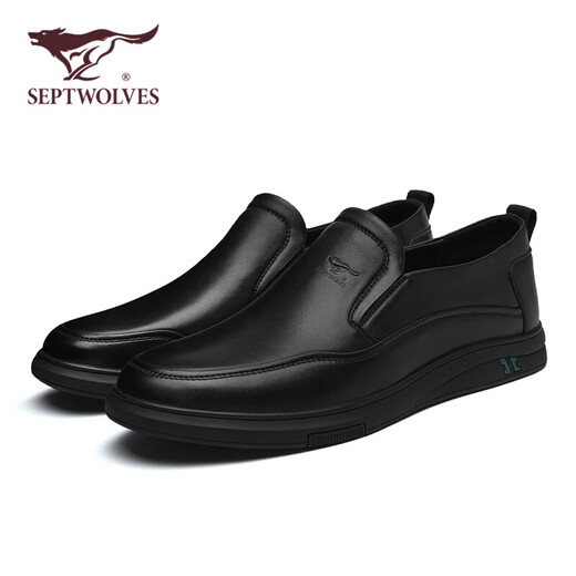 Septwolves men's shoes versatile shoes men's slip-on casual shoes men's leather shoes men's W8323068895 black 40