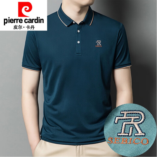 皮尔卡丹（pierre cardin）polo打底衫男潮牌夏季薄款男士t恤短袖冰丝绣花潮流简约百搭翻领 13881灰绿 165/M 95-115斤