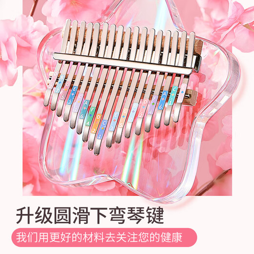 前谷（CEGA）女孩玩具拇指琴生日礼物男孩早教乐器卡林巴儿六一童节礼物 21音粉色幸运草+布袋