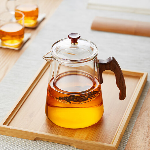 Mesni thickened glass teapot teapot heat-resistant glass teapot wooden handle teapot Kung Fu tea set