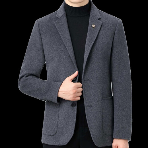 Mengtejiao Suit en laine décontracté importé Veste pour hommes Automne et hiver Business Coréen Version coréenne double face Cashmere Tweed Business Suit 3268 Modèles: Black 180/52