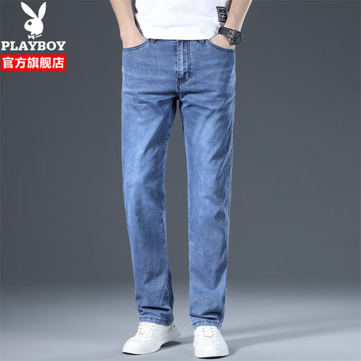 Playboy (Playboy) Straight Jeans Männer loser Frühling und Herbst Neue trendige amerikanische High Street Elastic Casual Long Hosen Herren 702 Blue 31