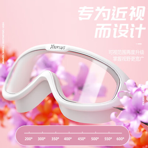 You swimming goggles myopia glasses swimming cap waterproof anti-fog high-definition large frame swimming goggles six-piece set 60216 white transparent 500 degrees