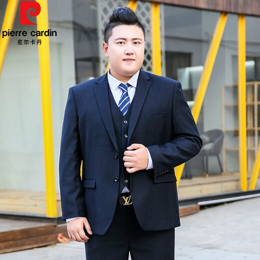Pierre Cardin plus size suit for men plus fat plus size fat suit suit for men casual loose coat groom wedding dress black suit top + shirt + pants with tie 6XL 205 size - (225-240Jin Jin is equal to 0.5 kg)