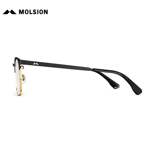 MOLSION myopia glasses men's D-shaped women's model can be matched with a certain number glasses frame anti-blue light MJ7371 B12 gold upper eyebrow semi-gloss matte black frame + Yishilu A4 diamond crystal anti-blue light 1.67 pieces (within 800 degrees)