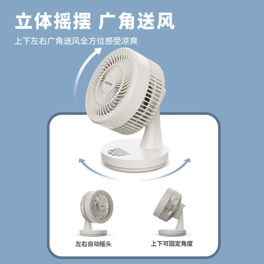 AUCMA Silent Timing Air Circulation Fan/Light Sound Home Bedroom Bedside Electric Fan/Desktop Small Fan Office Fan/Desktop Small Desk Fan R910(Y)