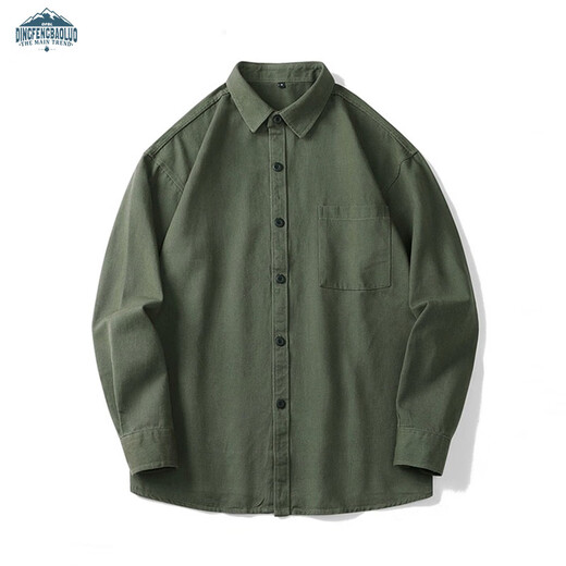 顶峰保罗（Dingfengbaoluo）日系纯色简约长袖衬衫男春秋休闲叠穿高级翻领外套DFC02白色L