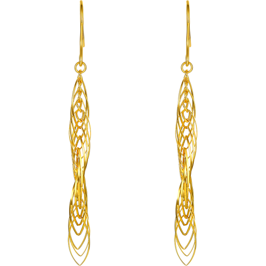 Saturday Fortune Gold Earrings for Women Ripples Pure Gold Earrings Priced at AW095012 One Pair Approximately 2.11g Birthday Gift