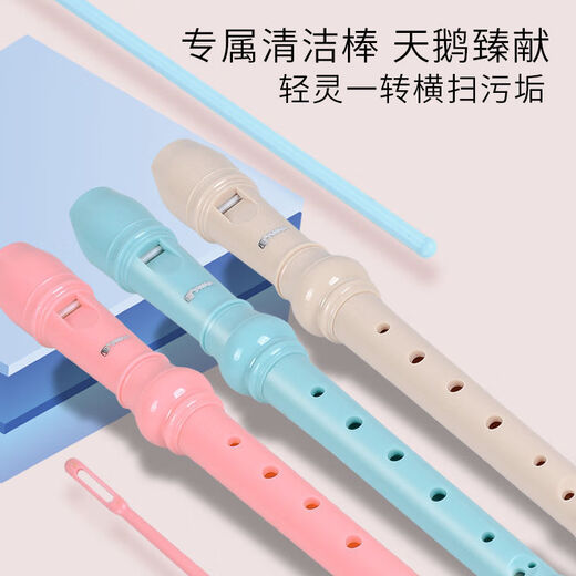 杉贝天鹅德式竖笛学生6孔8孔笛子儿童入门初学乐器直笛六孔八孔高音 樱花粉 【8孔】原装无