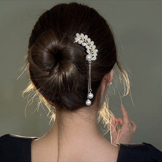 Moon Suiren Tassel Hairpin Women's Ancient Style Imitation Pearl Hairpin Ball Hair Hairpin Artifact Hairpin 520 Valentine's Day Gift Tassel Hairpin